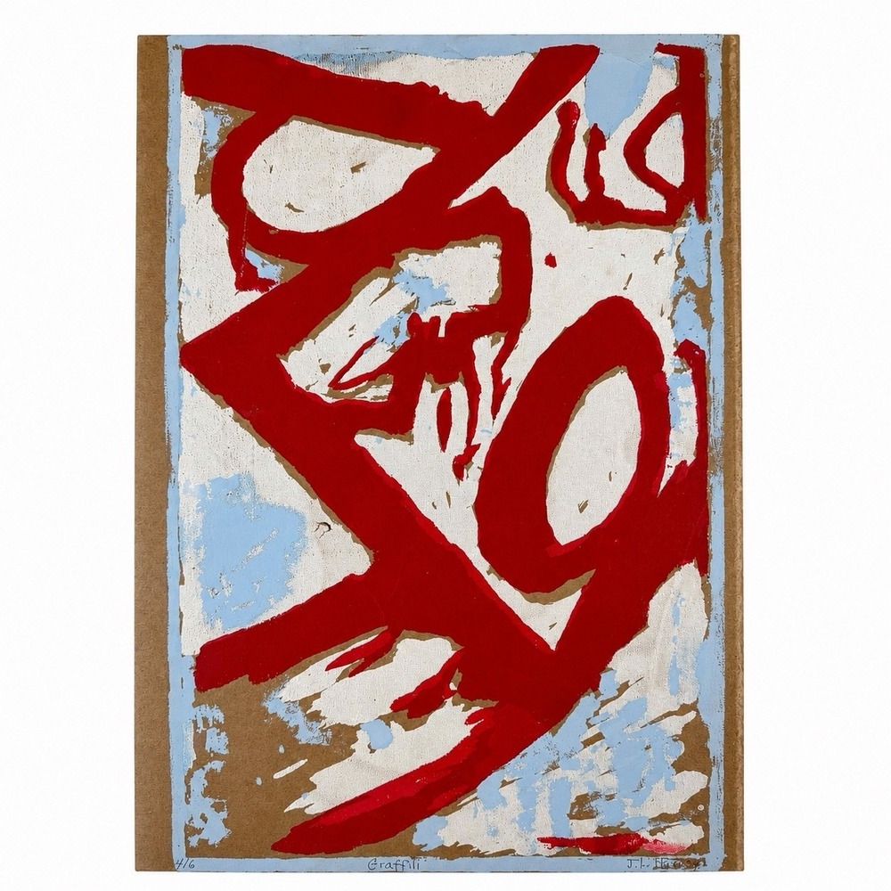 L. Harvey Graffiti 4/6 Signed Abstract Mixed Media Art on Board 15x22